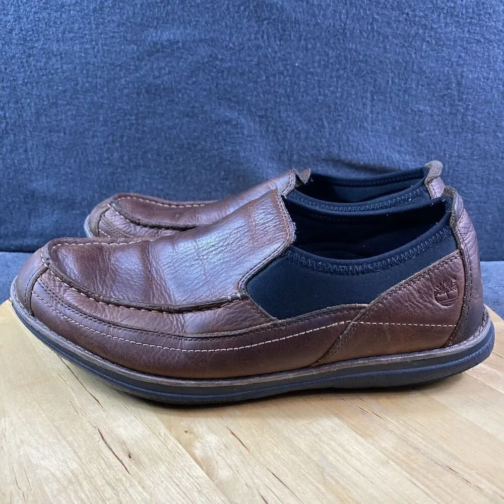 Timberland Richmont Slip On Shoes Brown Burnished Leather Mens Comfort Size 10.5